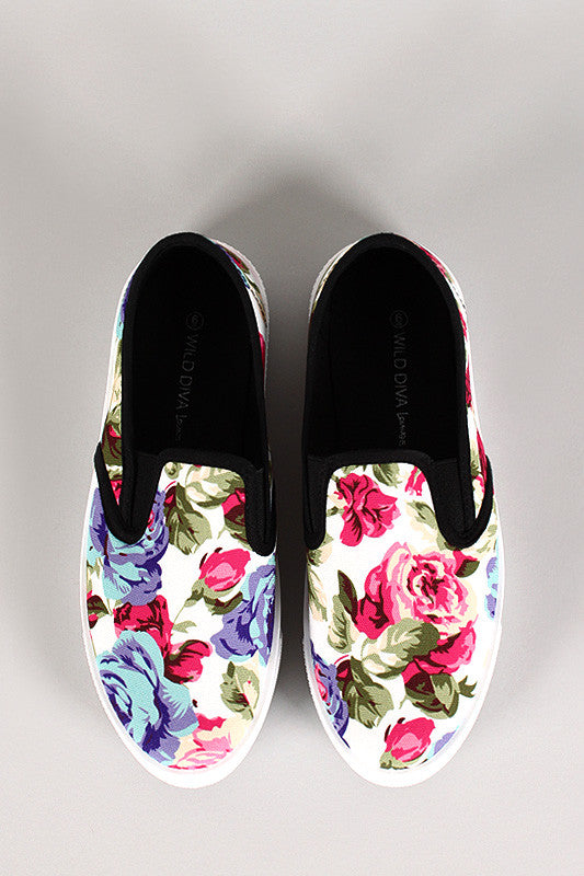 Wild Diva Lounge Rocsi-01D Floral Slip On Sneaker