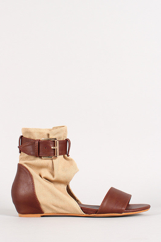 Wrapped Ankle Hidden Wedge Sandal