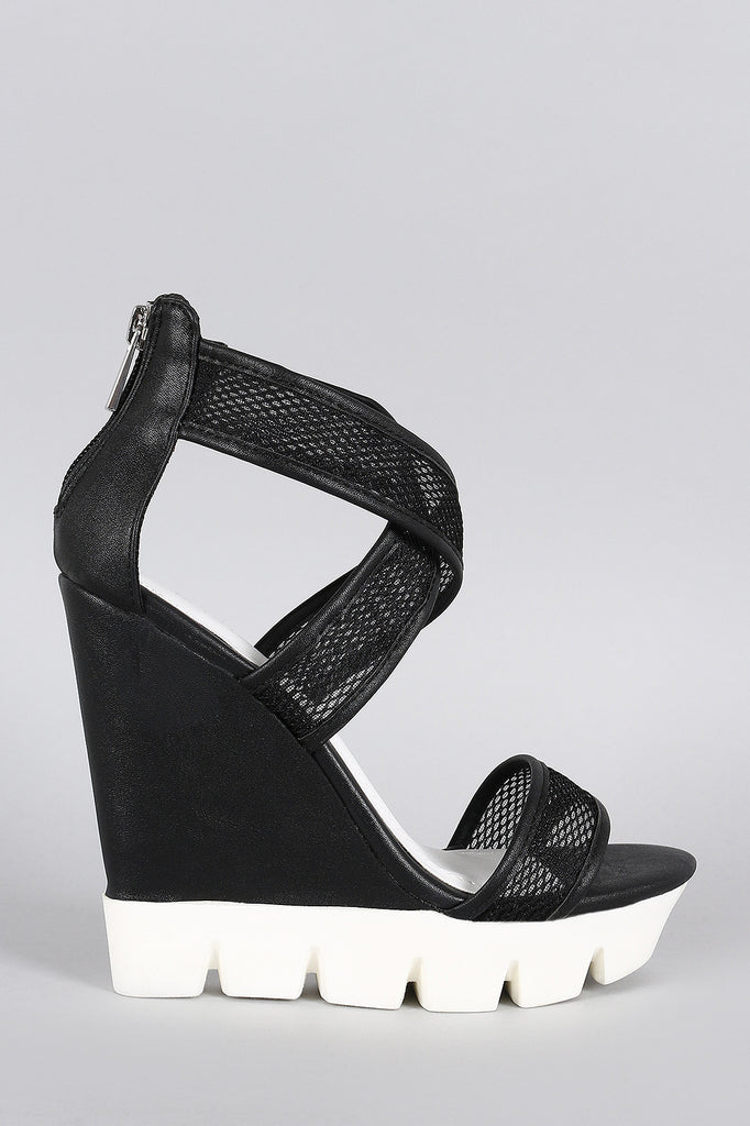 Bamboo Mesh Lug Sole Platform Wedge