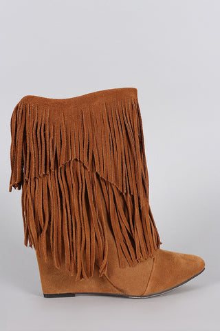 Bow Bead Fringe Moccasin Flat Boots