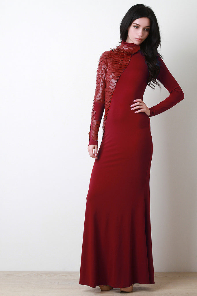 Vegan Leather Scale Maxi Dress