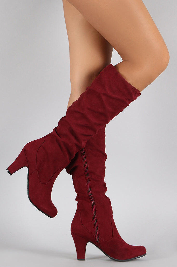 Vegan Suede Slouchy Chunky Heel Boot