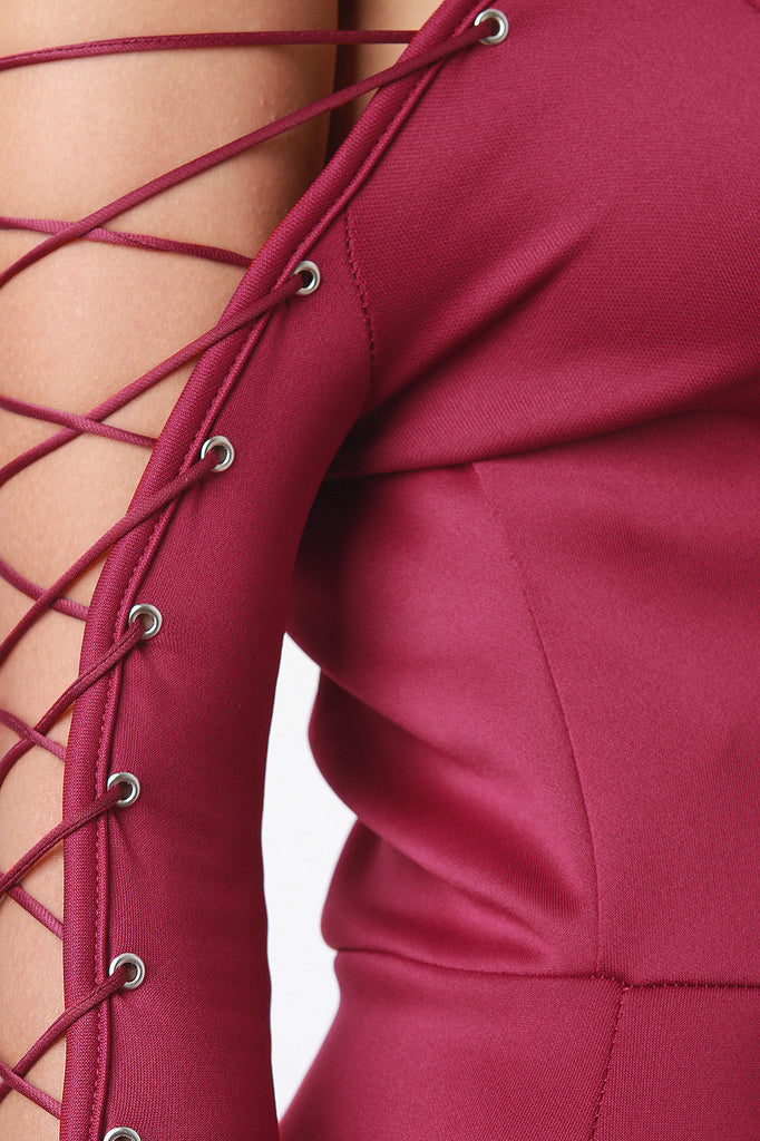 Corset Lace Up Arms Midi Dress