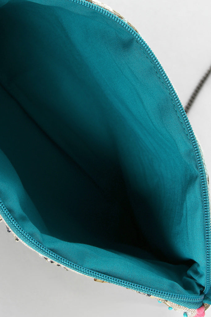 Sequin Beaded Floral Canvas Bag