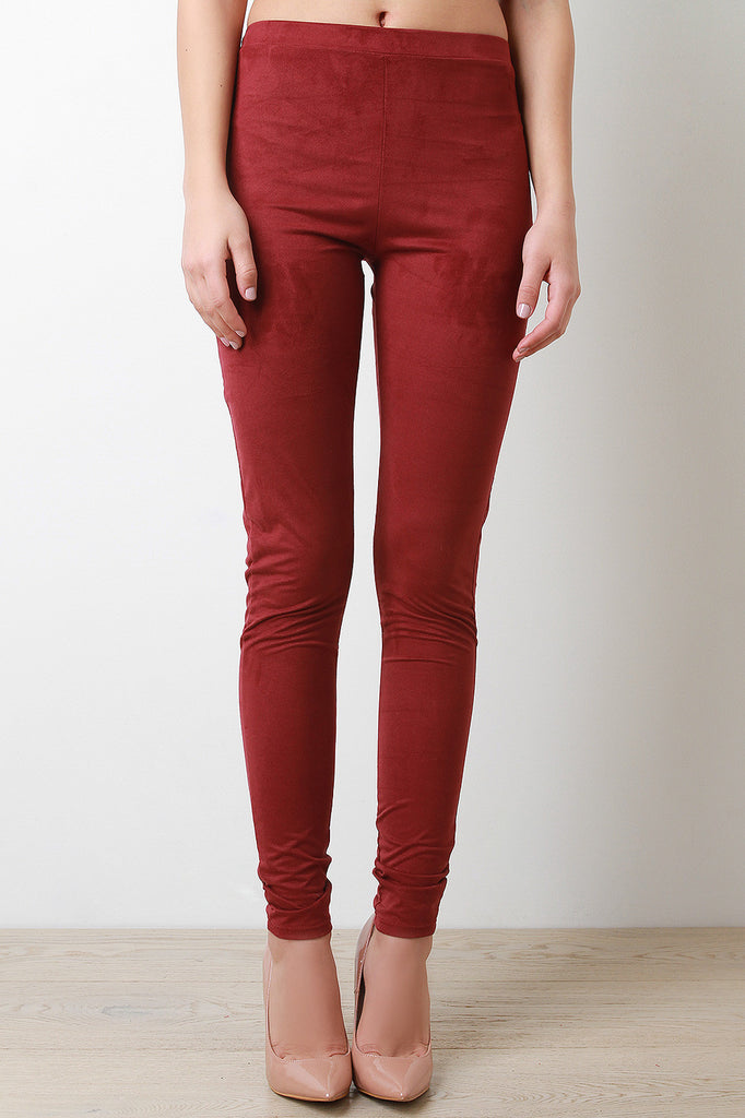 Vegan Suede High Waist Leggings