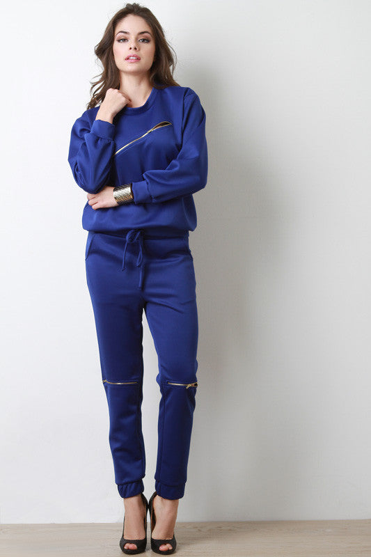 Zipper Pocket Jersey Knit Jogger Pants