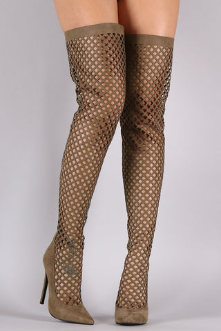 Bamboo Vegan Leather Zipper Collar Knee High Boot