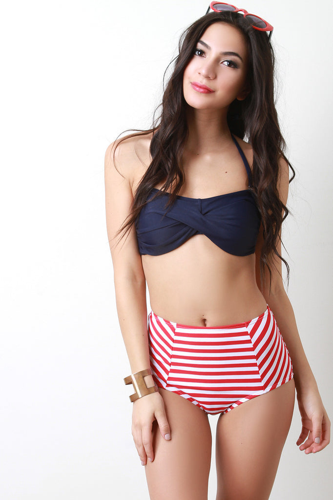 American Retro High Waisted Bikini Set