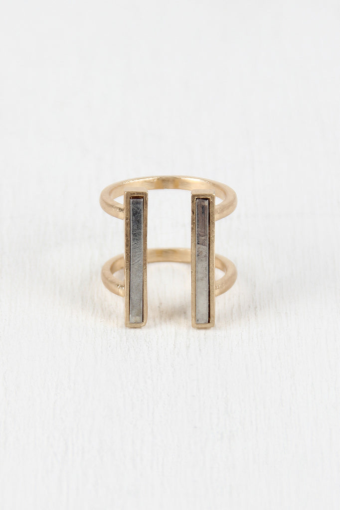 Two Tone Double Bar Ring