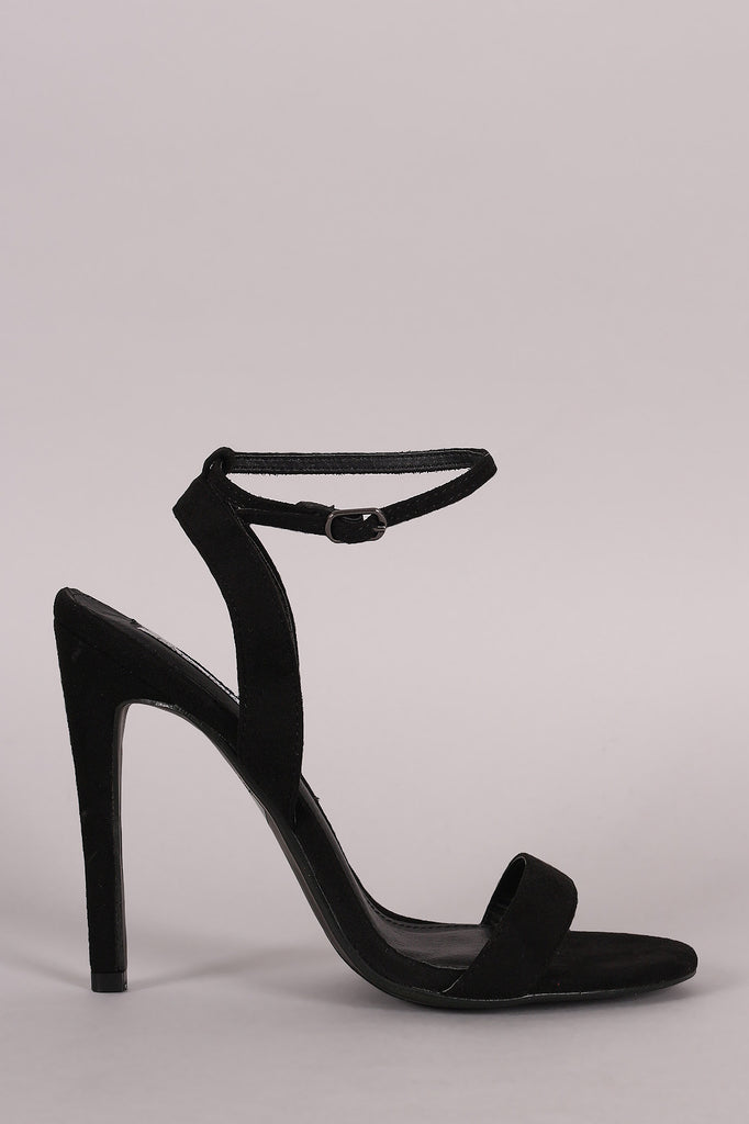 Vegan Suede Ankle Strap Open Toe Heel