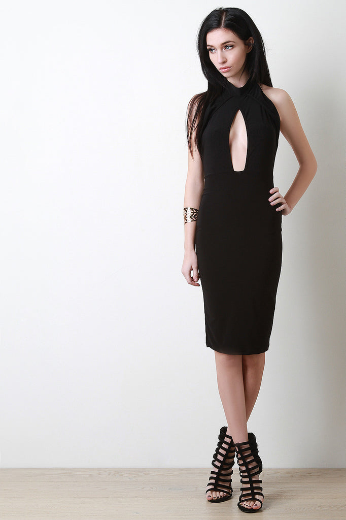 Backless Mock Neck Dress