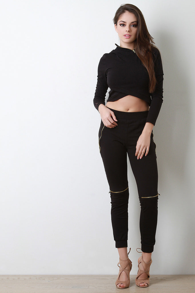 Zipper Accent Jogger Pants