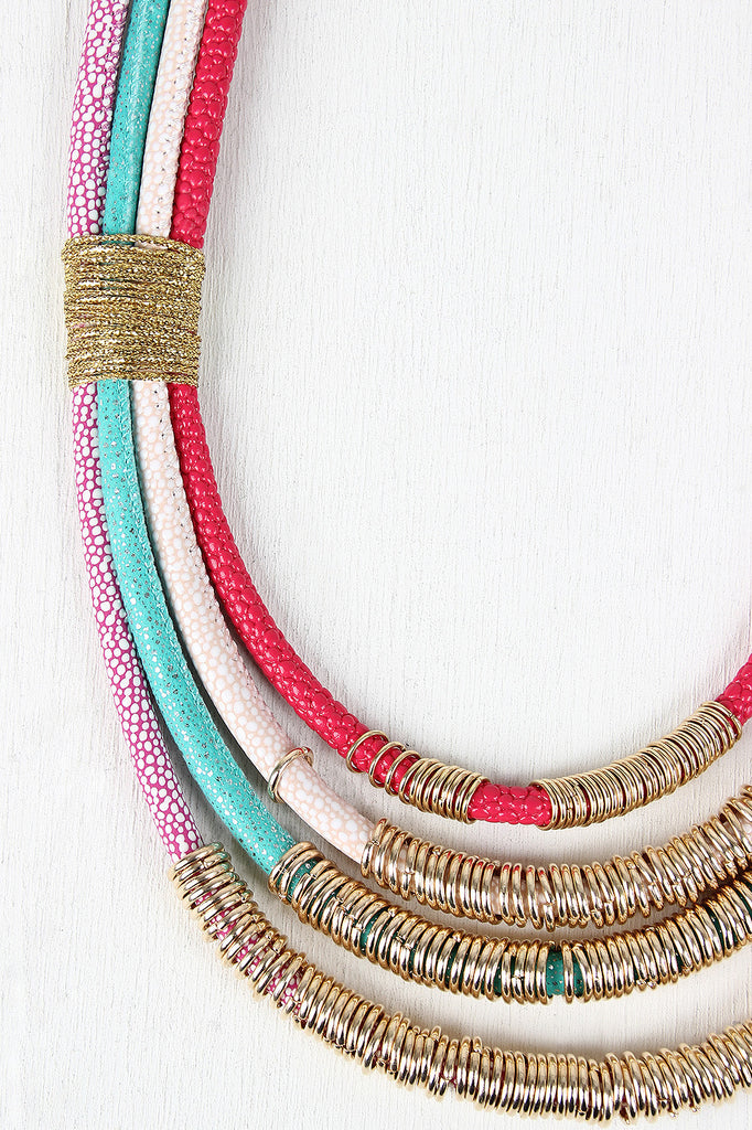 Colorful Strand Ring Accent Necklace