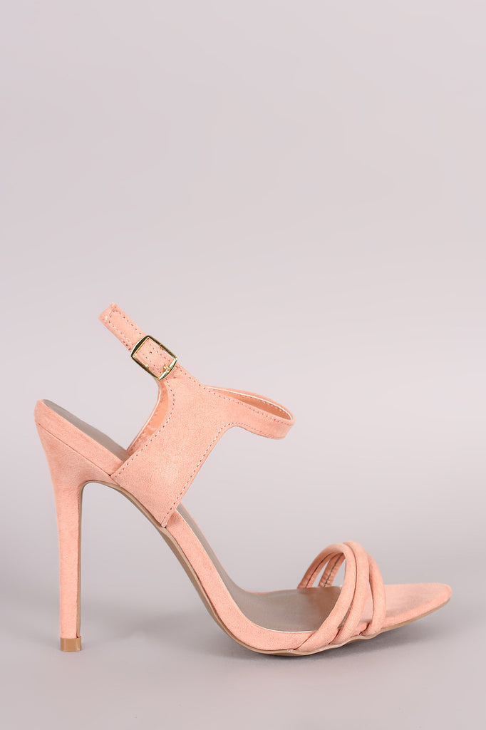Qupid Suede Ankle Strap Sinlge Sole Heel