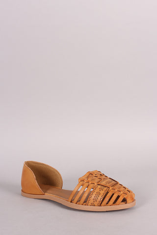 Qupid Croco Pointy Toe Slip On Dorsay Flat