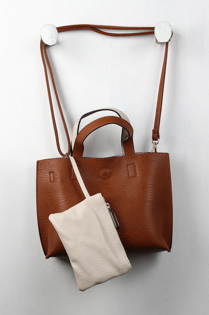 Reversible Pebbled Vegan Leather Mini Tote Bag