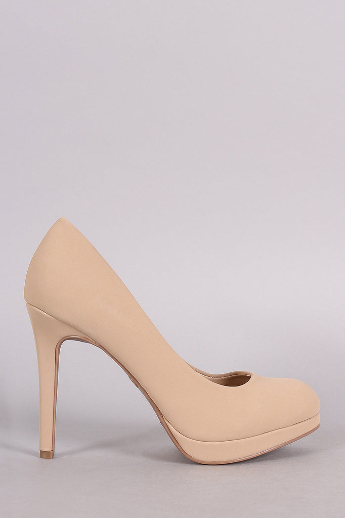 Anne Michelle Nubuck Almond Toe Pump