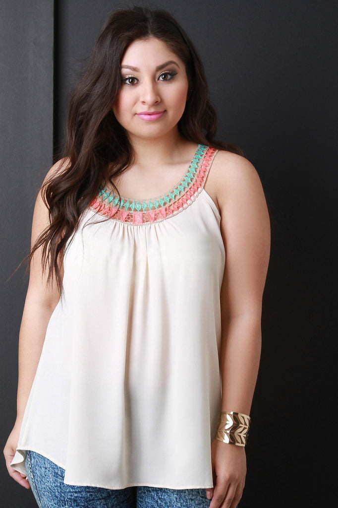 Crochet Accent Sleeveless Top