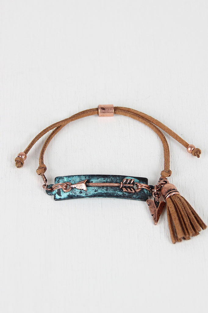 Vegan Leather Pull String Arrow Bracelet