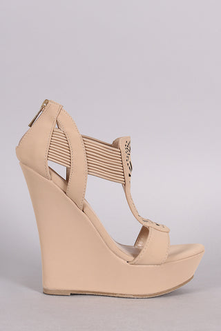 Studded Gladiator Lace Up Footbed Platform Wedge Sandal