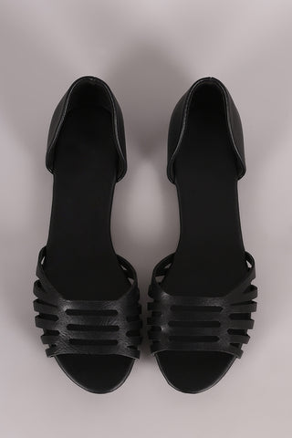 Qupid Croco Pointy Toe Slip On Dorsay Flat