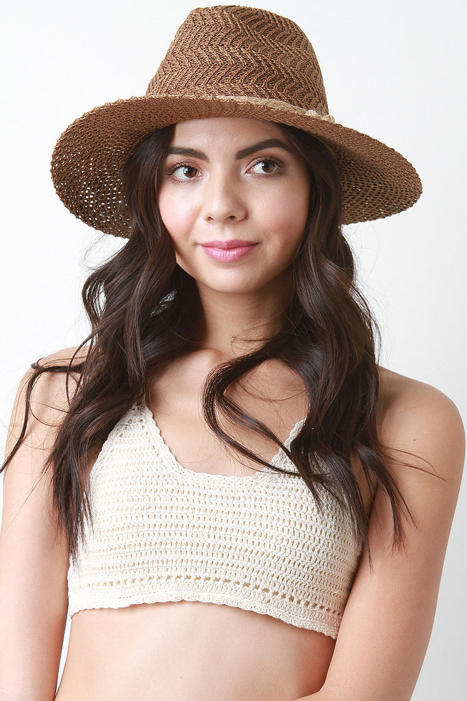 Faux Straw Braided Brim Hat