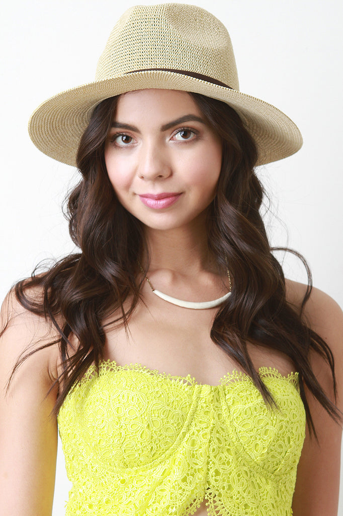 Twisted Suede Strap Panama Hat