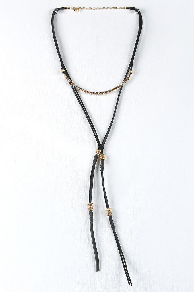 Vegan Suede Beaded Cord Necklace