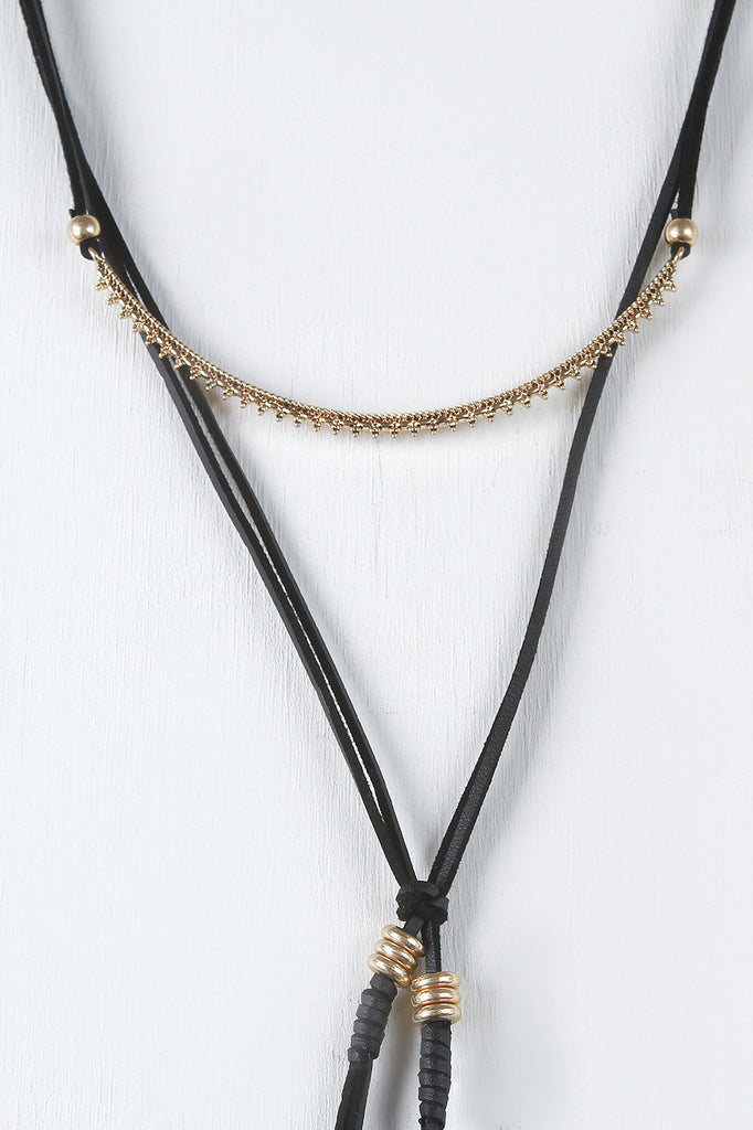 Vegan Suede Beaded Cord Necklace