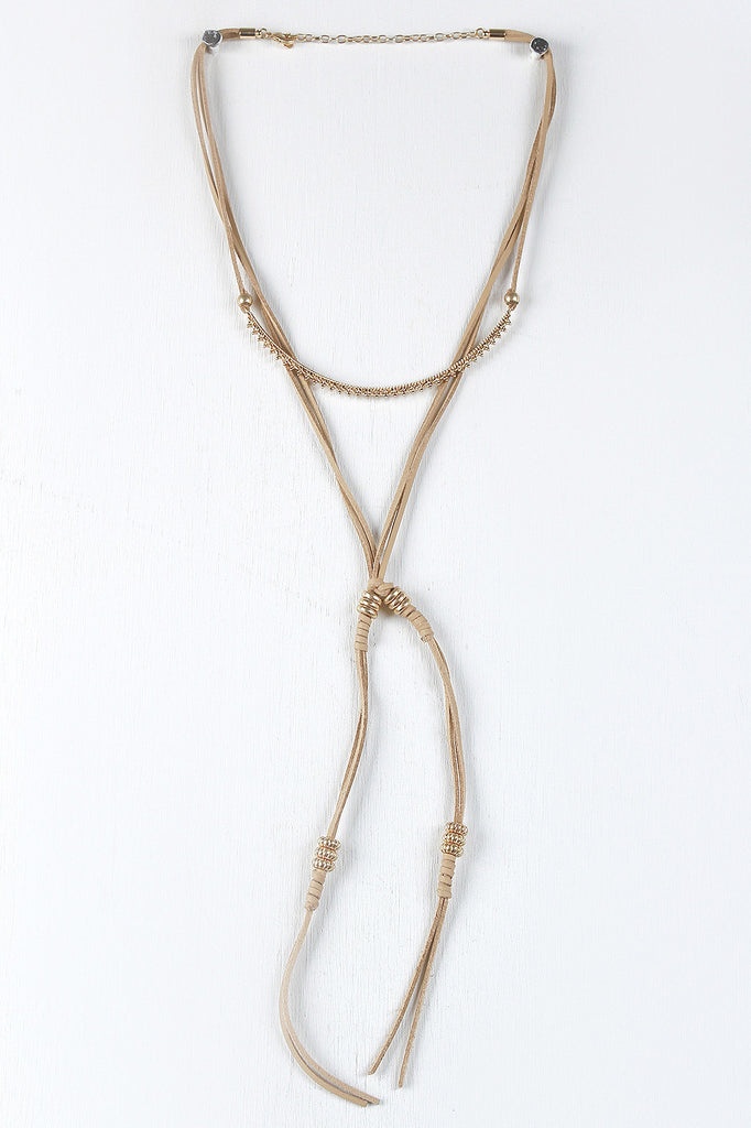Vegan Suede Beaded Cord Necklace