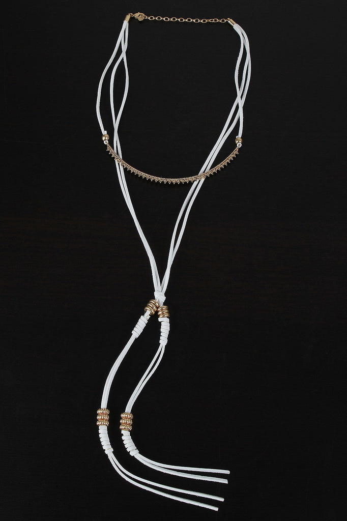 Vegan Suede Beaded Cord Necklace