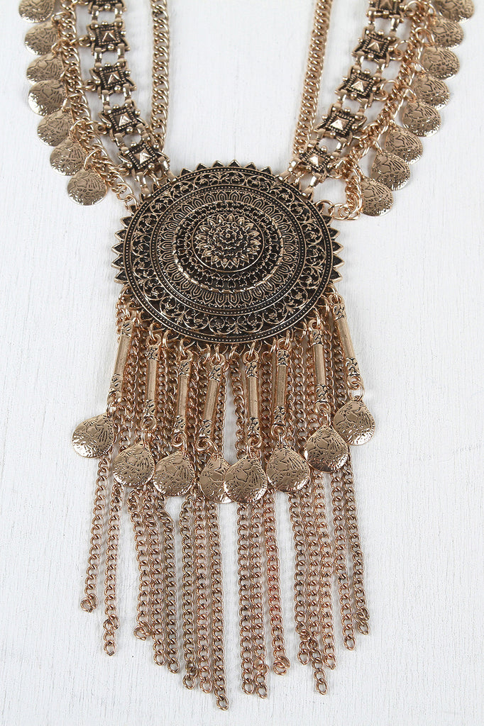 Bold Bronze Tribal Statement Necklace