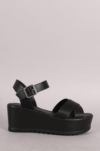 Studded Gladiator Lace Up Footbed Platform Wedge Sandal