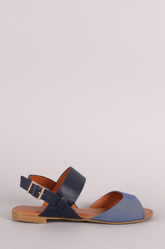 Bamboo Peep Toe Ankle Strap Flat Sandal