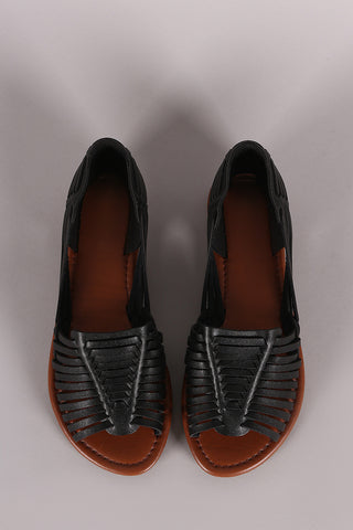 Qupid Croco Pointy Toe Slip On Dorsay Flat