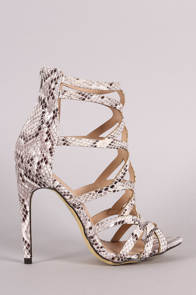 Python Strappy Caged Stiletto Heel