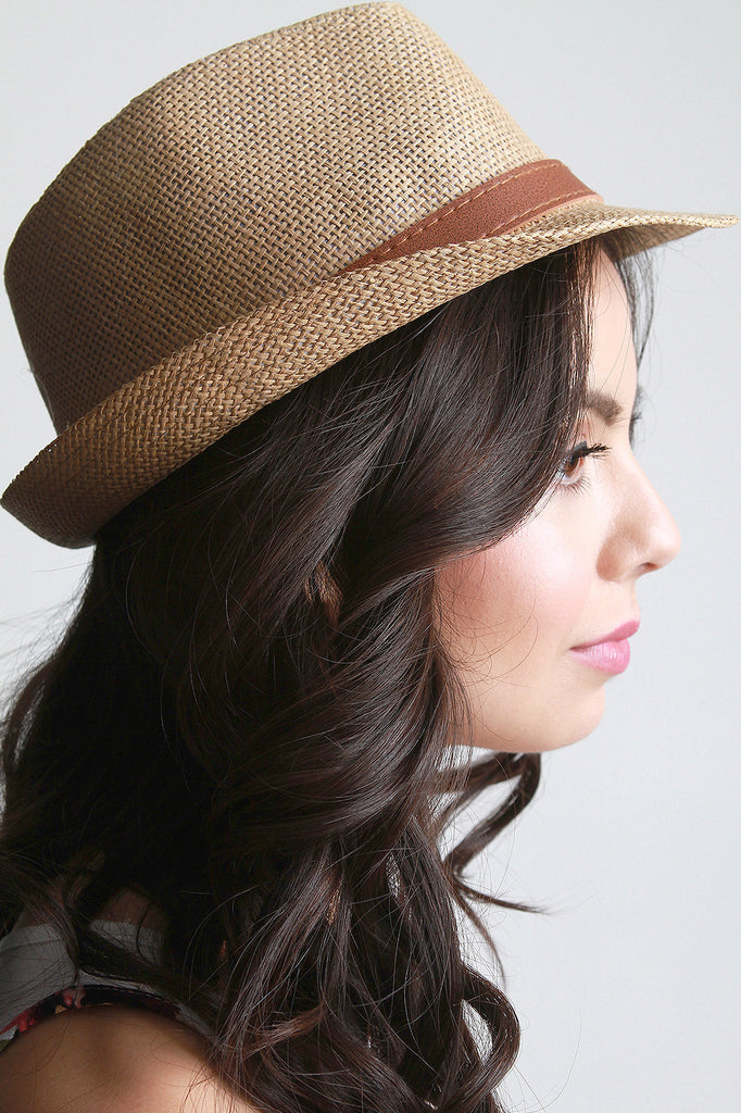 Vegan Leather Band Fedora Hat