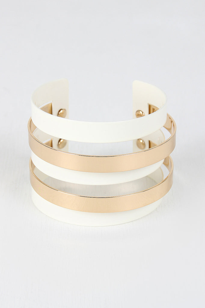 Metallic Plate Accent Cuff Bracelet