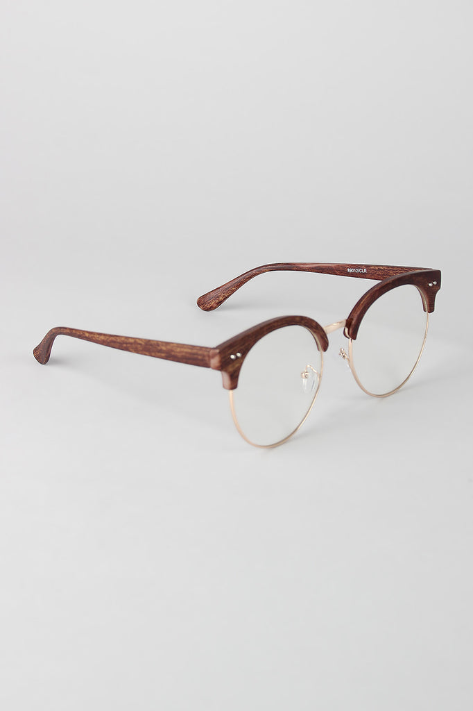 Faux Wood Horn Rimmed Glasses
