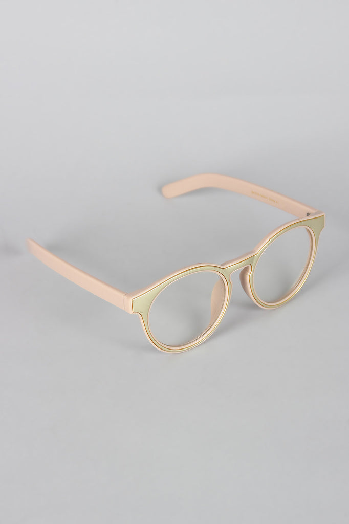 Horn Rimmed Metallic Accent Glasses