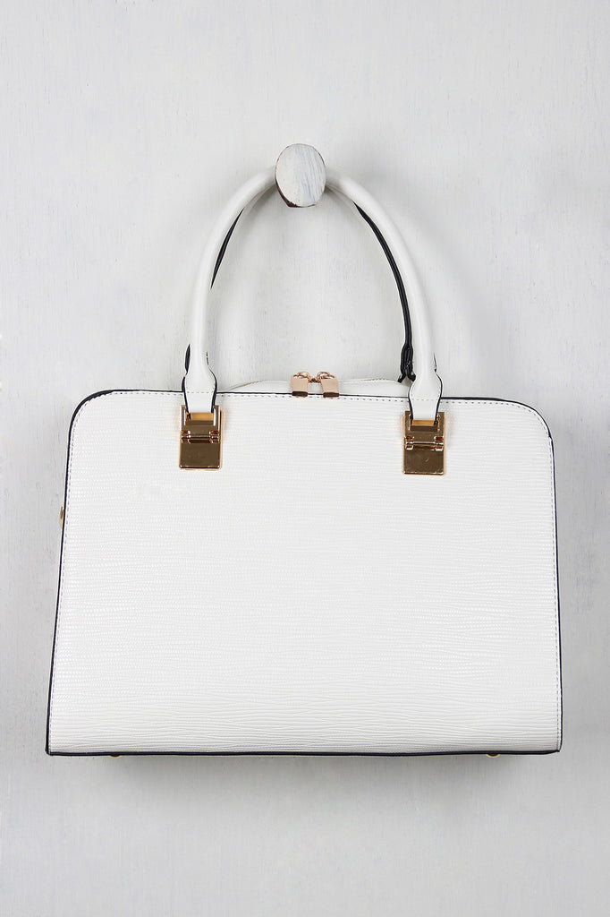 Textured Vegan Leather Structured Handbag