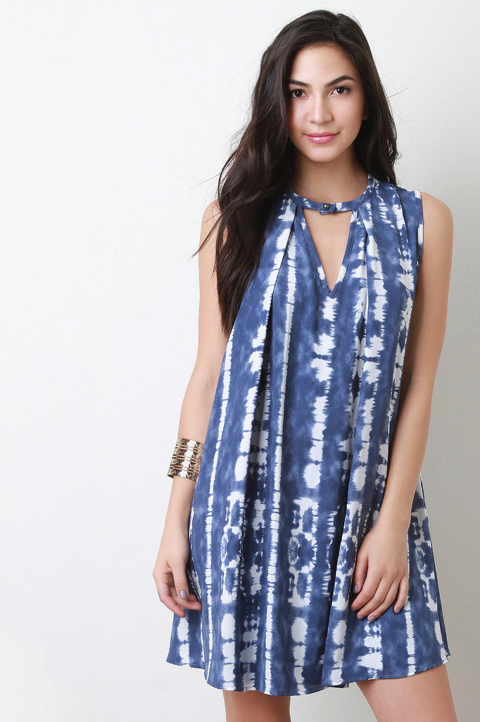 Tie Dye Sleeveless Shift Dress