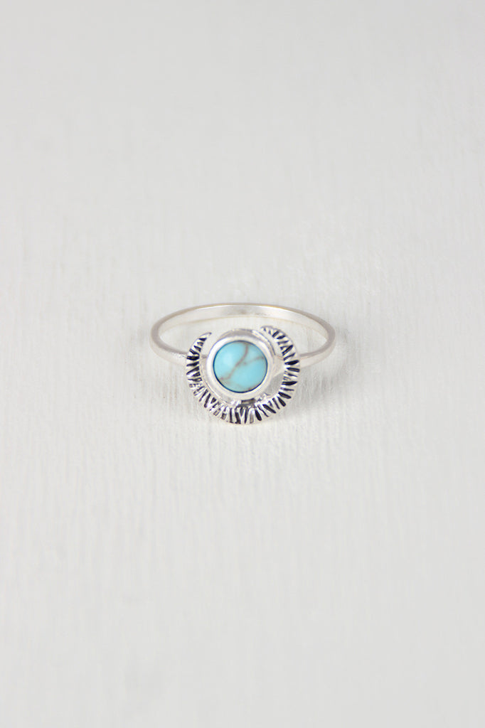 Crescent Moon and Faux Turquoise Ring