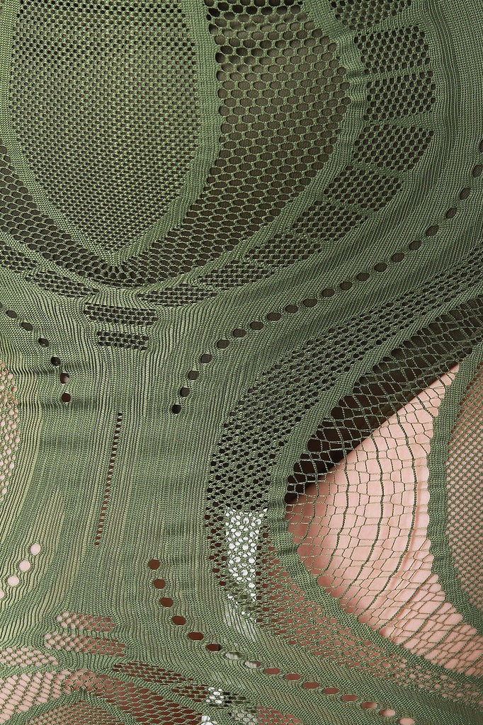 Oval Mesh Lace Pattern Midi Skirt