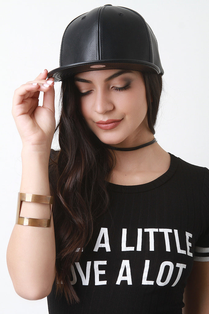 Vegan Leather Buckle Baseball Cap