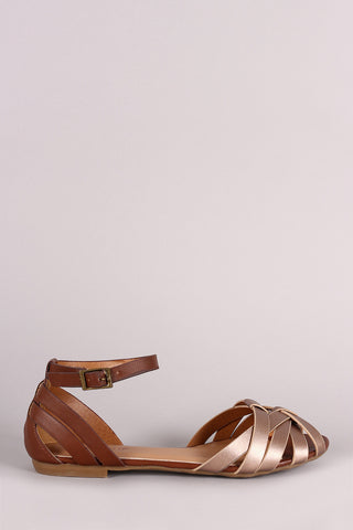 Qupid Croco Pointy Toe Slip On Dorsay Flat