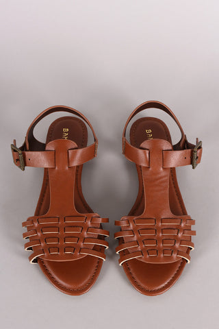 Python Toe Ring Lace-Up Gladiator Flat Sandal