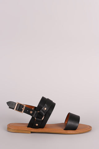 Python Toe Ring Lace-Up Gladiator Flat Sandal