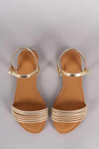 Python Toe Ring Lace-Up Gladiator Flat Sandal