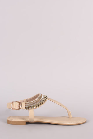 Python Toe Ring Lace-Up Gladiator Flat Sandal